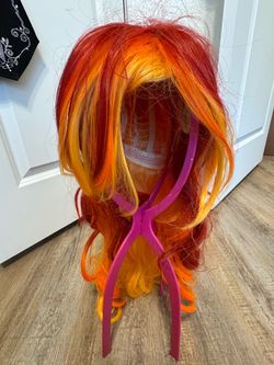 Long Red, Orange & Yellow Curly Wig – Worn Once