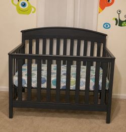 Baby Crib with Mattress Included 4 in 1 gray color