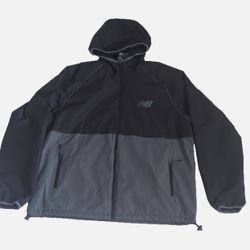 New Balance Men's Fleece Black and Grey Jacket full zip hoodie size Small