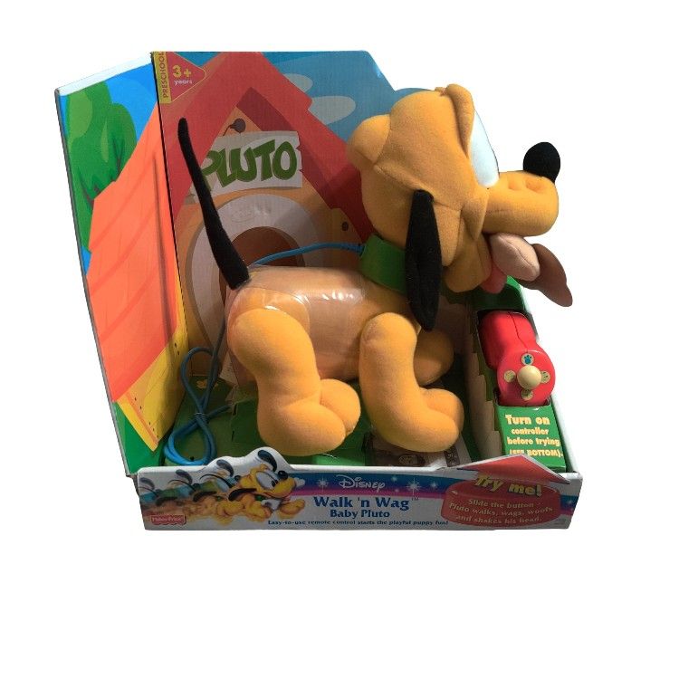 Vintage 1999 Fisher-Price Walk 'n Wag Baby Pluto NIB - Disney Remote Control Plush!