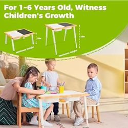 Brand New In The Box- SAUCE ZHAN Sensory Table and Stools for Toddlers 1-5, Kids Table with 3 Bins Writable Lids, Adjustable Height Play Table & Chair
