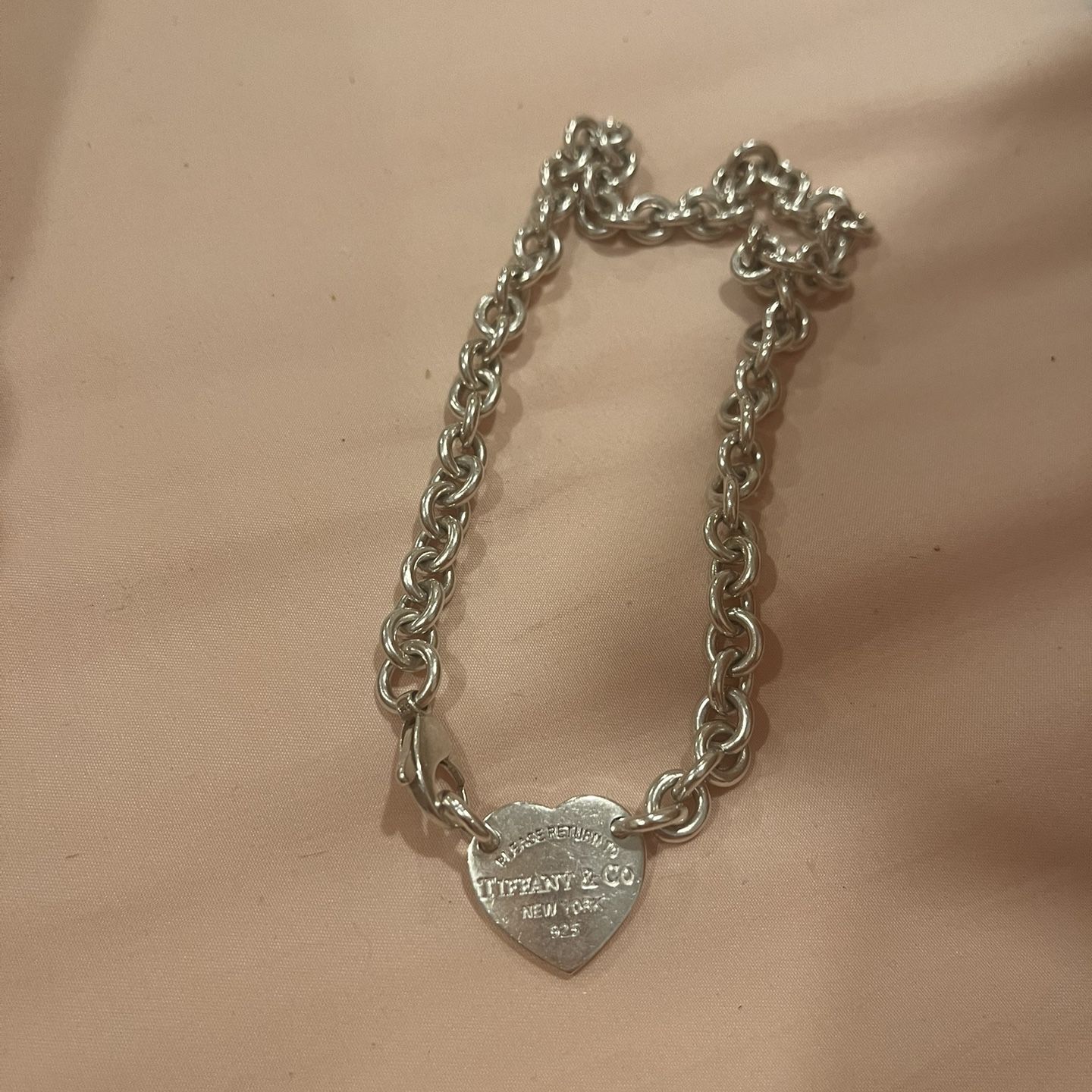 Return to Tiffany Heart Tag Chain Link Choker in Silver