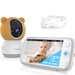 Baby Monitor, KAWA 2K QHD 5’’ Video Baby Monitor with Camera and Audio, No WiFi, Night Vision, Recording & Playback, 2-Way Talk, Temp Sensor, 4000mAh,