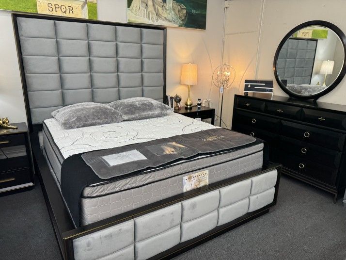 NEW💥5pcs Gray California King Bedroom set (Mattress is not Included)(Chest Sold Separately)💥ORDER NOW
