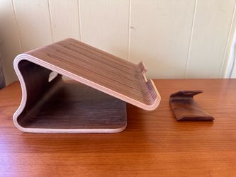 SAMDI Walnut finish Laptop Stand and Phone Stand Set