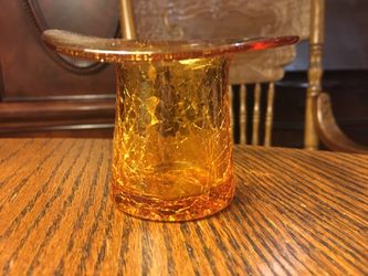 Vintage Handblown Crackle Glass Top Hat