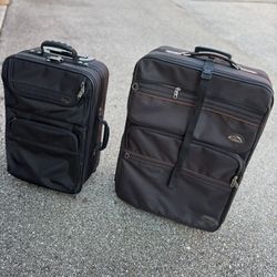 Two Black Suitcases With Wheels & Handles (No Shipping)