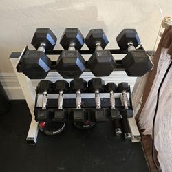 Rubber Hex Dumbbell Set 5lbs-35lbs