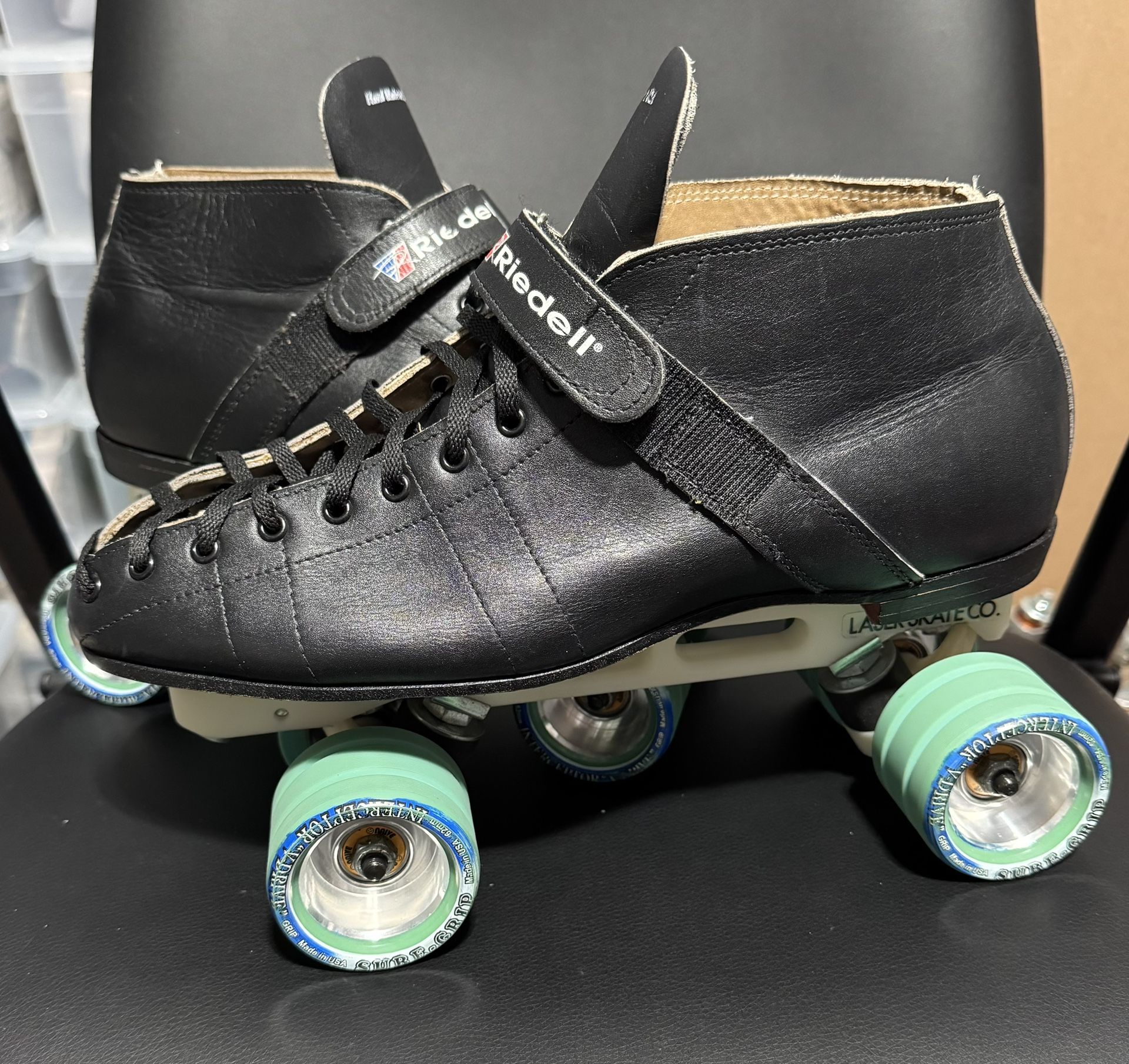 Riedell 695 Roller Skates Sz 12 With Laser Plates 7.9” Wb