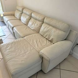 Macy Leather Couch White