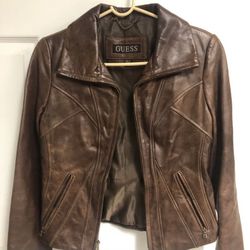 Guess brown leather jacket