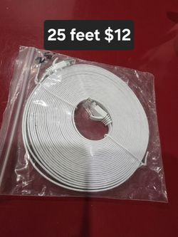 Cat6 Ethernet Patch Cable - 25 Feet - White | Snagless RJ45, Flat, 550MHz, UTP, Pure Bare Copper Wire, 30AWG, For Network Internet Modem