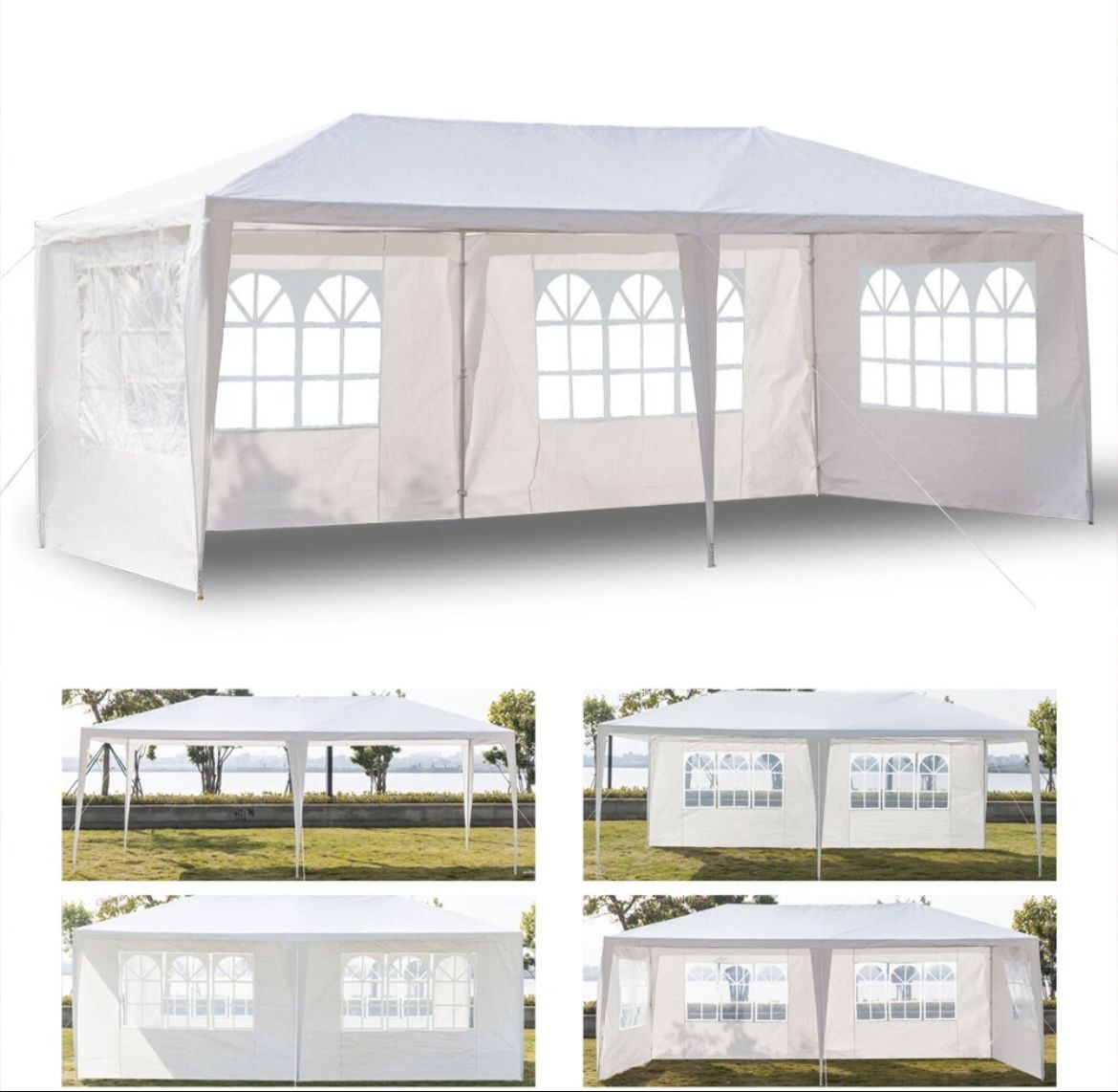 Brand New 20' x 10' Large Party Tent, Events Shelter Canopy Gazebo 4 Removable Side Walls, Shade Weddings, Picnic, White Memorial Day