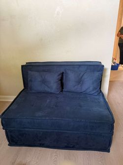 Pottery Barn Navy Sleeper Sofa / Futon – Opens Into Bed