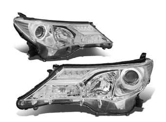 Toyota RAV4 13-15 chrome Housing And Clear With Projector Headlights  Toyota RAV4 13-15 Carcasa Cromada Y Transparente Con Faros Proyectores