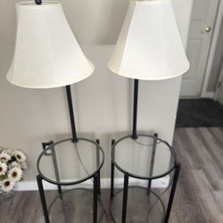 2 End Tables With Working Lamp 