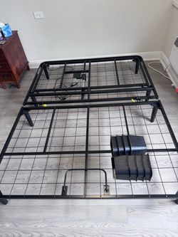 Black Metal Platform Bed Frame Adjustable with remote
