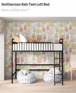 White Loft bed with twin mattress