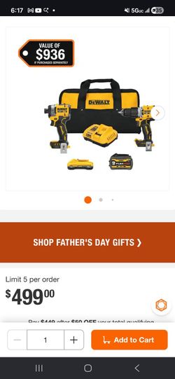 Drill and impact set with 60 volt and 20 volt batteries
