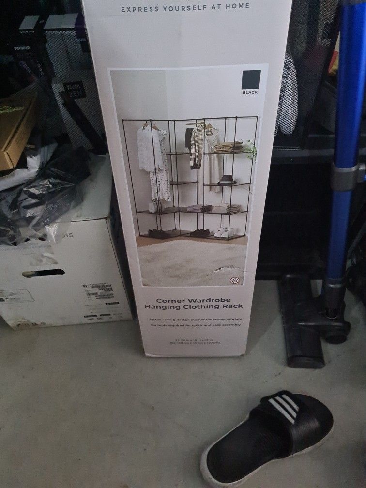 Deco Corner Wardrobe Shelf And Hanging Clothes Rack