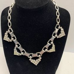  Crystal Choker Statement Necklace Silver Plated Original One Of A Kind Necklace 