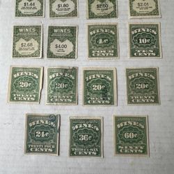 United States Tax Wine Revenue Used Stamp Group Of 17