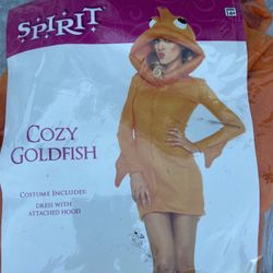 Preowned- Spirit Adult Halloween Cozy Goldfish Costume- Size Small (4-6) Never Worn