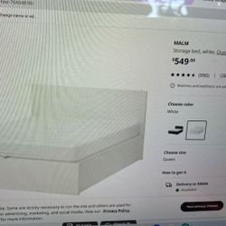 Malm Storage Bed Frame   Queen Like New