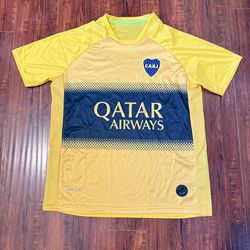 Qatar Airways Boca JR Football Jersey Yellow Mens Sz M Preowned Read Info Below!