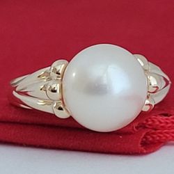 ❤️14k Size 7.75 Beautiful Solid Yellow Gold Fresh-Water Pearl Ring!👌🎁Post Tags: Anillo de Oro 