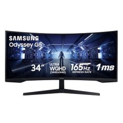 Gaming Monitor Samsung Odyssey G55T WQHD 165Hz 34” 1ms HDR Curved