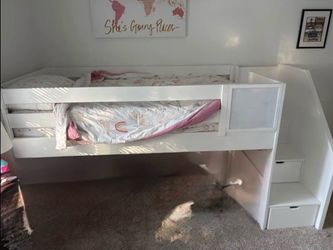 Disney White Step Loft Bed With Steps