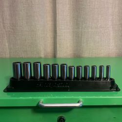 Snap On 12pc 3/8 Deep Chrome Sockets Set 