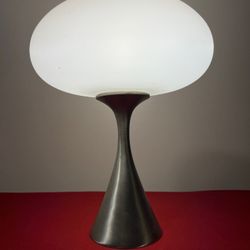 Original Vintage Laurel Frosted Mushroom Table Lamp Chrome Base Retro MCM