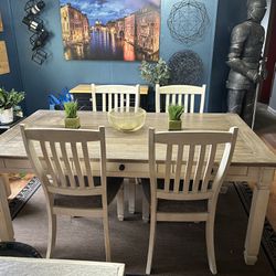 Ashley White/Brown 5 Piece Dining Table Set
