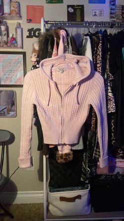 Pink Cable Knit Zip-Up Hoodie