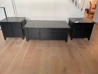 Three piece hardwood tables set