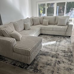 Brand New Comfy Inserenity Corduroy Sectional Set 