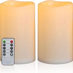 12"x5" Waterproof Extra Large Outdoor Flameless Candles Battery Operated LED 2pc