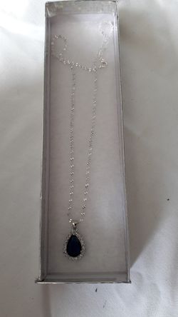 Sterling Silver Necklace / Blue Sapphire Pandent