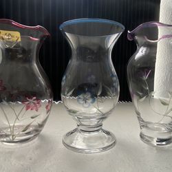 LENOX “Floral Spirit” Etched Glass Vases