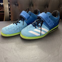 Adidas Powerlift 3 Weightlifting Shoes Mens 12 Blue Green Lace-Up Strap Gym