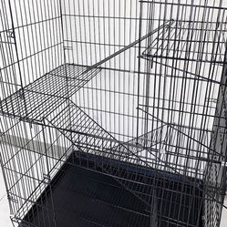 (New in box) $75 Folding 3-Tier Cat Cage 56” Tall Metal Kennel 36x24x56 inches, Tray & Caster 