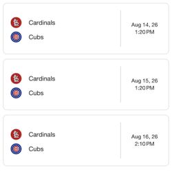 Cubs Vs Cardinals- August 14-16