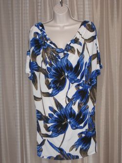PARADIS MISS Womens Blue Floral Blouse Tunic /Dress Sz M/L
