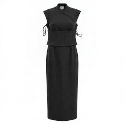 Black Sleeveless Corset Top and Midi Skirt Set