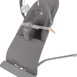 Brand New In The Box- Nuby Baby Bouncer Seat - Portable Infant Bouncer with Music, Fun Sounds, and Soothing Vibrations - 0-6 Months - Gray 