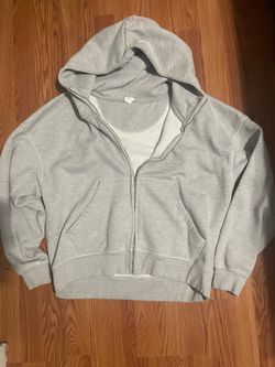 14 oz L Oversized Boxy Cropped Heavyweight Gray Zip up
