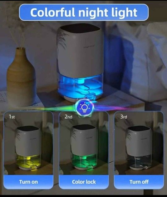Dehumidifier 35 OZ Small Dehumidifiers for Room for Home, Quiet with Auto Shut Off color light up