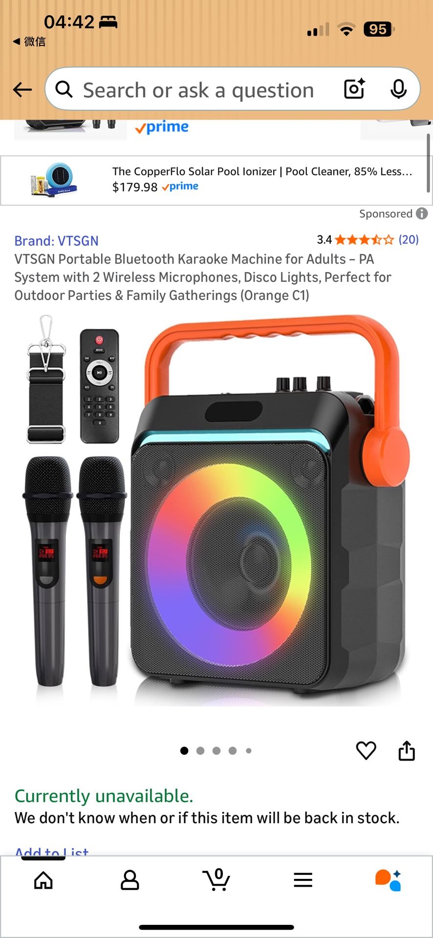 VTSGN Portable Bluetooth Karaoke Machine for Adults – PA System with 2 Wireless Microphones, Disco Lights, Perfect for Outdoor Parties & Family Gather